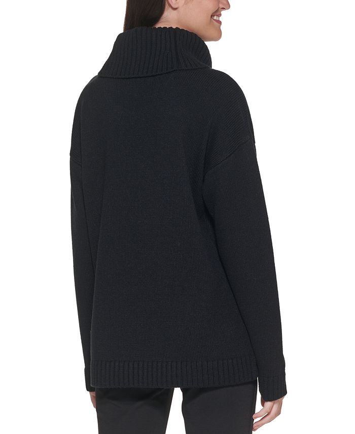 Karl Lagerfeld Paris Contrast Cowlneck Sweater - Macy's