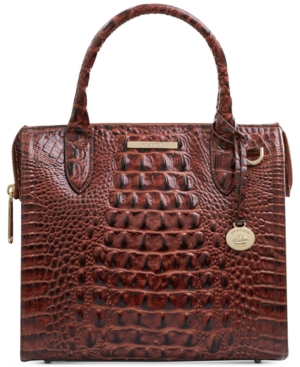 Brahmin Small Caroline Melbourne Embossed Leather Satchel In Pecan Melbourne