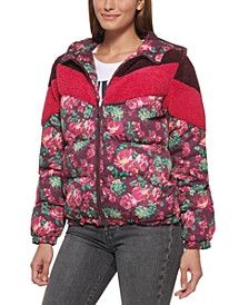 Patchwork Hooded Puffer Coat, Created for Macy's