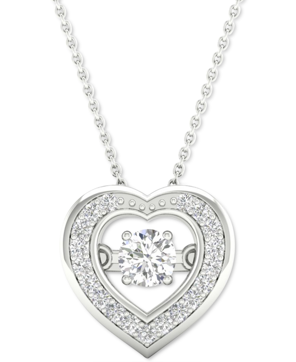 Diamond Heart Halo 18" Pendant Necklace (1/4 ct. t.w.) in 10k White Gold - White Gold