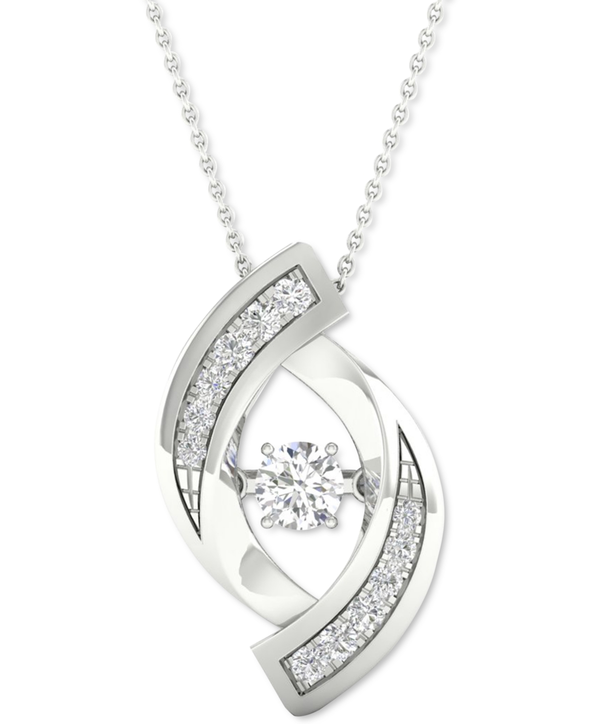 Diamond Swirl 18" Pendant Necklace (1/4 ct. t.w.) in 10k White Gold - White Gold