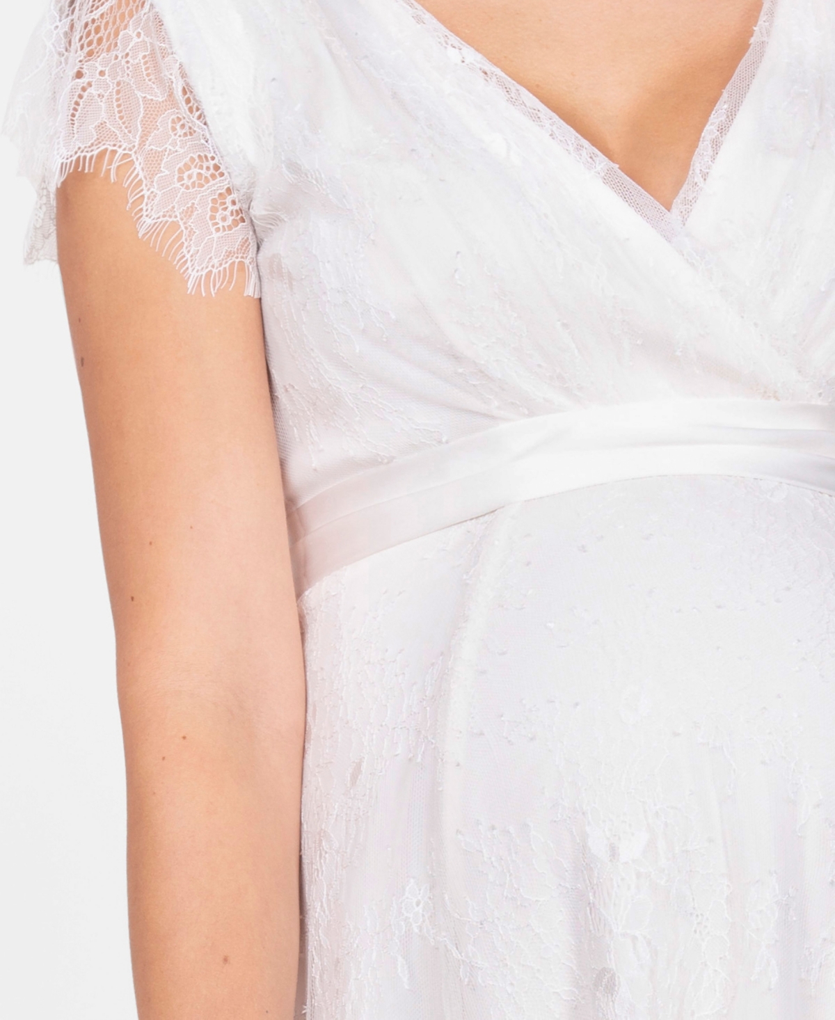 Shop Seraphine Women's Short Lace V Neck Maternity Wedding Dress In Ivory