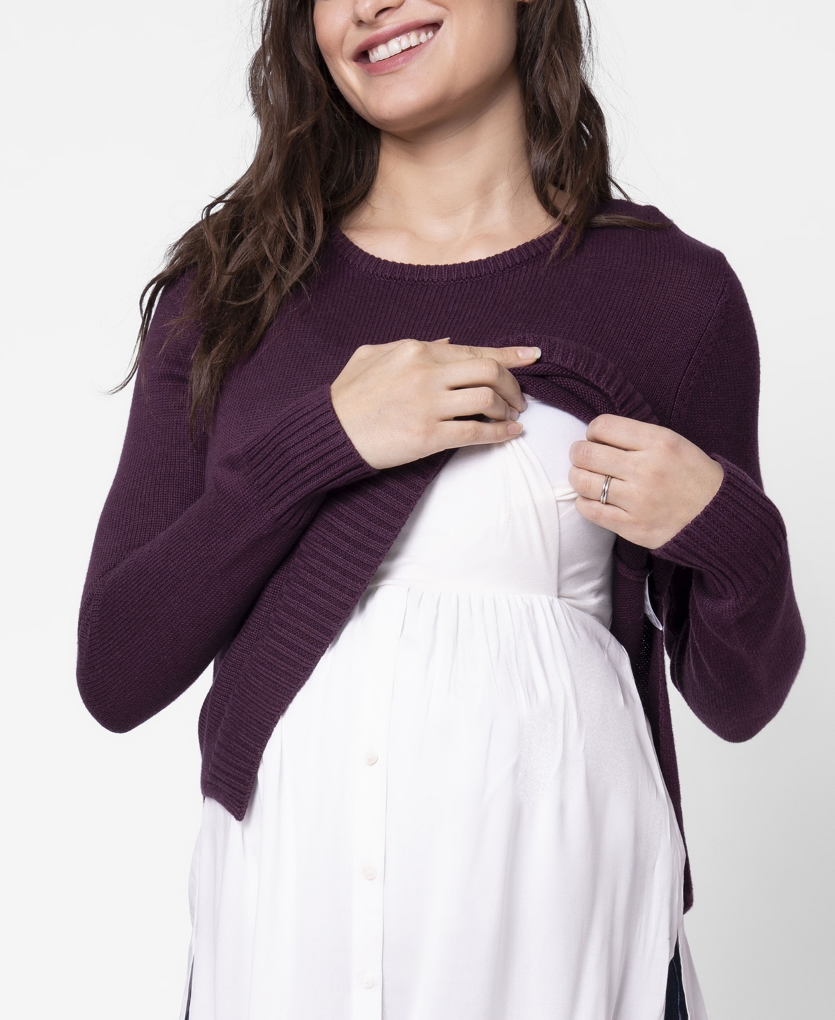 SERAPHINE WOMEN'S MOCK SHIRT MATERNITY NURSING SWEATER 