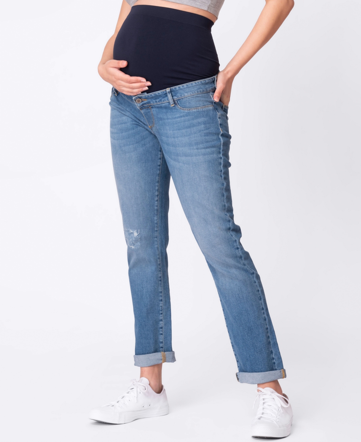 SERAPHINE WOMEN'S RIPPED BOYFRIEND MATERNITY JEANS 