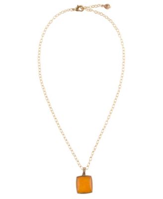 Sunny Genuine Bronze and Yellow Quartz Pendant on Chain Necklace