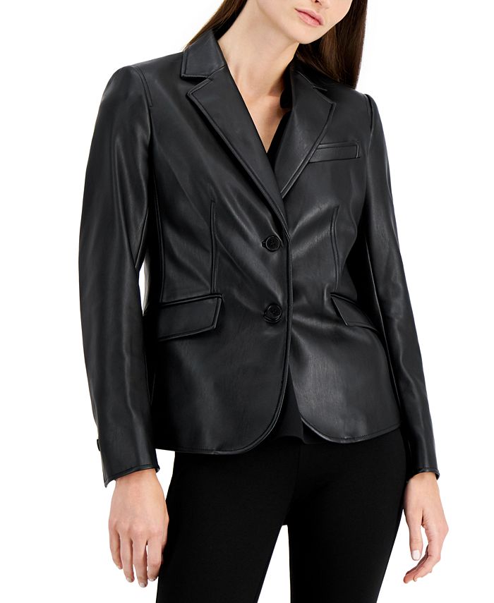 Anne Klein FauxLeather Blazer Macy's