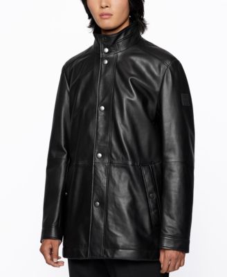 Hugo Boss - Men's Regular-Fit Leather Overcoat