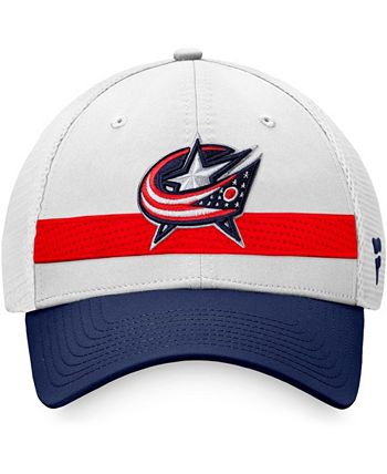 Fanatics - Men's White/Navy Columbus Blue Jackets 2021 NHL Draft Authentic Pro On Stage Trucker Snapback Hat
