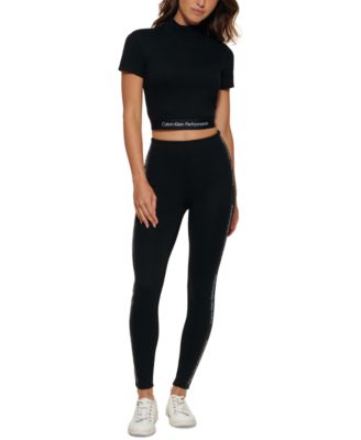 Calvin Klein - Women's Mock-Neck Logo-Trim Crop Top