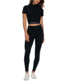 Women's Mock-Neck Logo-Trim Crop Top 