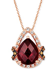 Pomegranate Garnet (3-3/4 ct. t.w.) & Diamond (1/5 ct. t.w.) Pendant Necklace in 14k Rose Gold, 18" + 2" extender