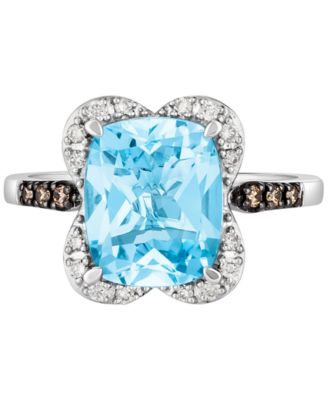 Blue Topaz (4-1/4 ct. t.w.) & Diamond (1/5 ct. t.w.) Ring in 14k White Gold