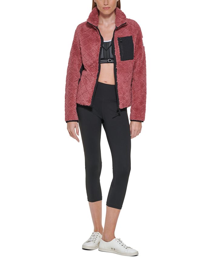 Calvin Klein Women's Diamond-Pattern Fleece Jacket - Macy's