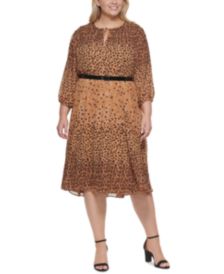 Plus Size Animal Print Chiffon Dress