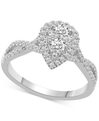 Diamond Teardrop Cluster Bridal Set (3/4 ct. t.w.) in 14k White, Yellow or Rose Gold