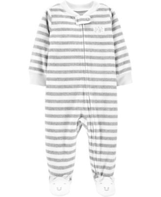 Striped Zip-Up Fleece Sleep and Play Coverall
