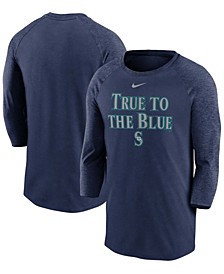 Men's Navy Seattle Mariners Local Phrase Tri-Blend 3/4th Sleeve Raglan T-shirt