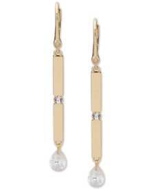 Gold-Tone Faceted Crystal Linear Drop Earrings