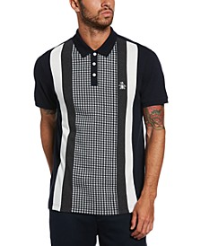 Men's Slim-Fit Stretch Colorblocked Stripe Gingham Jacquard Polo Shirt  