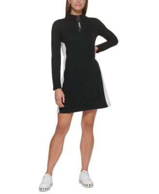 French Terry Mock-Neck Dress