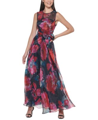 eliza j floral organza jumpsuit