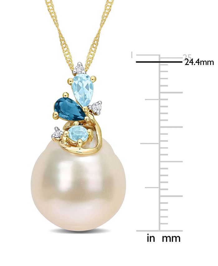 Macy s Cultured South Sea Pearl 9 10mm Blue Topaz 5 8 ct. t.w
