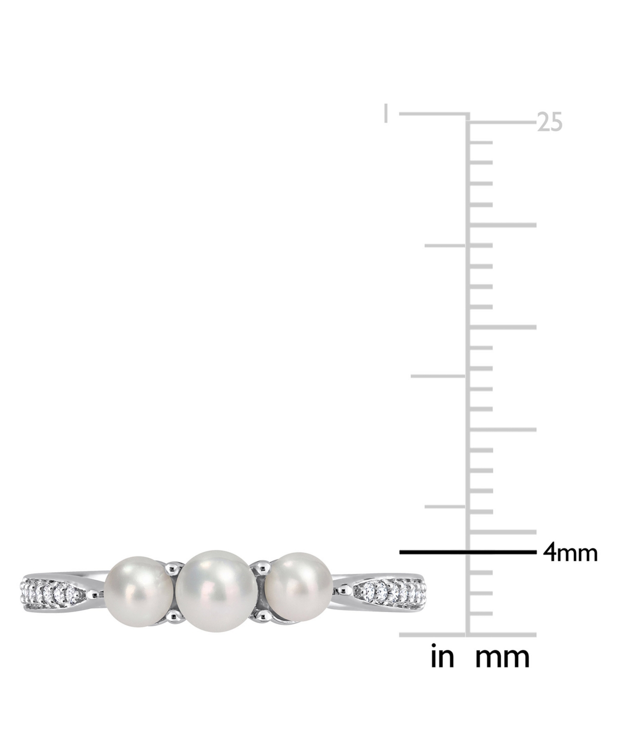 Cultured Freshwater Pearl (3 & 6-1/2mm) & Diamond Accent Ring in 14k- White Gold