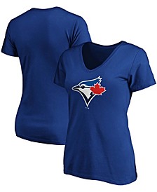 Plus Size Royal Toronto Blue Jays Core Official Logo V-Neck T-shirt