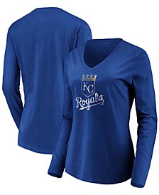 Women's Royal Kansas City Royals Core Team Long Sleeve V-Neck T-shirt