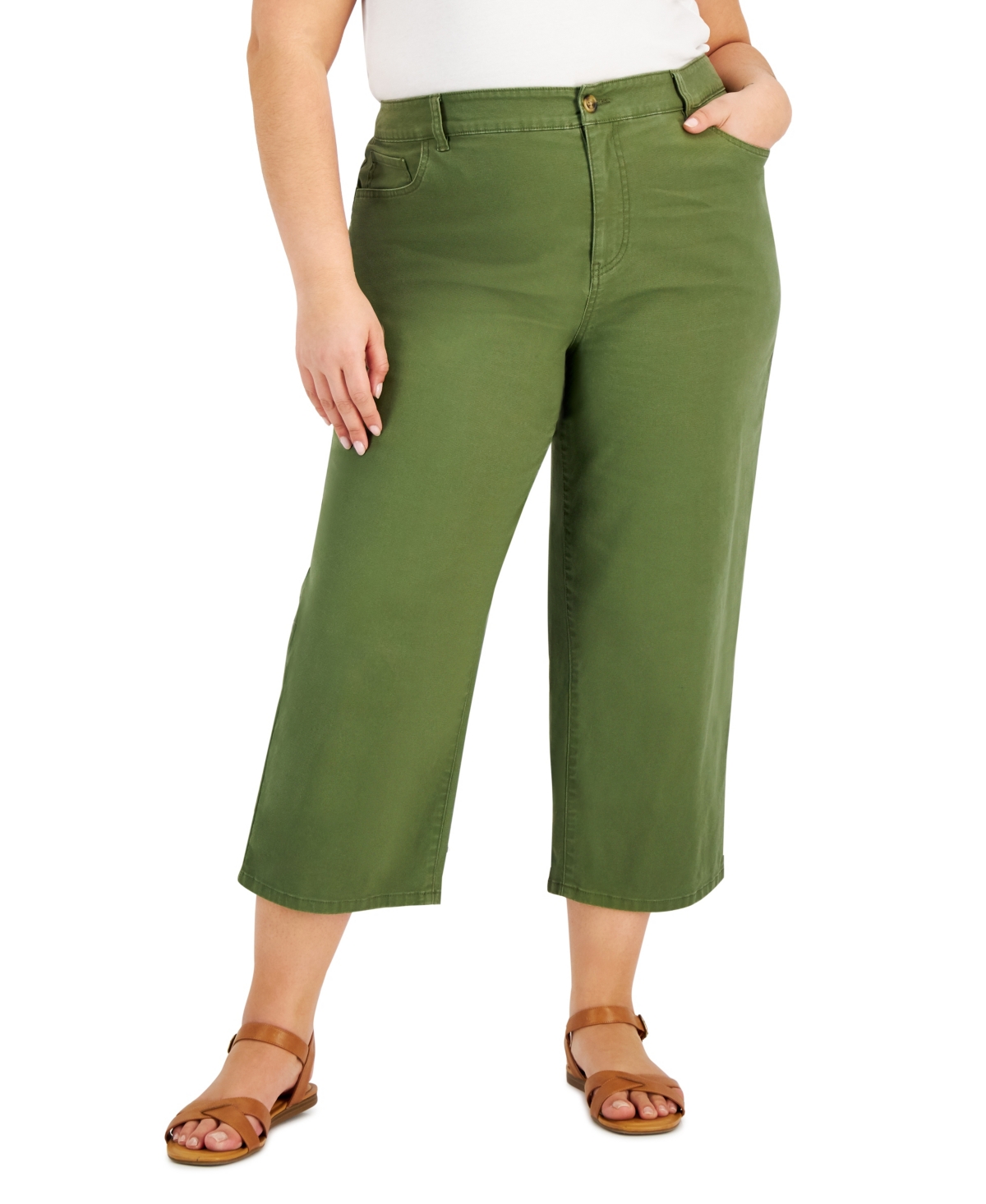 Style & Co Plus Size Cropped Wide-Leg Pants, Created for Macy's