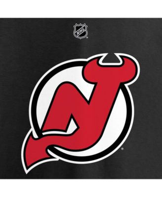 Men's Jack Hughes Black New Jersey Devils Authentic Stack Name and Number T-shirt