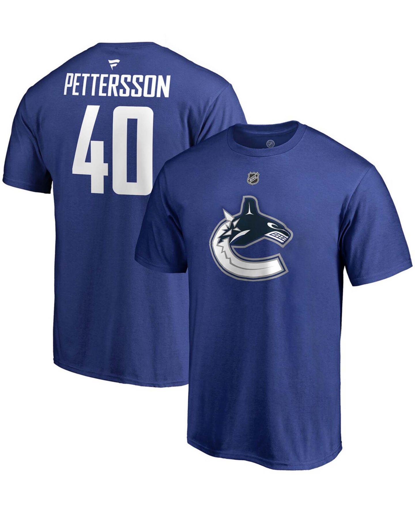 Мужская футболка Fanatics Elias Pettersson Blue Vancouver Canucks Team Authentic Stack Name and Number — фото 1