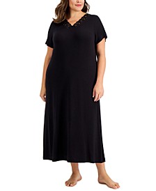 Plus Size Lace-Trim Nightgown, Created for Macy's