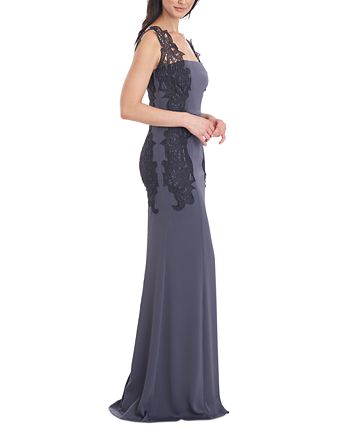 JS Collections Women s Embellished Lace Trim Satin Mermaid Gown