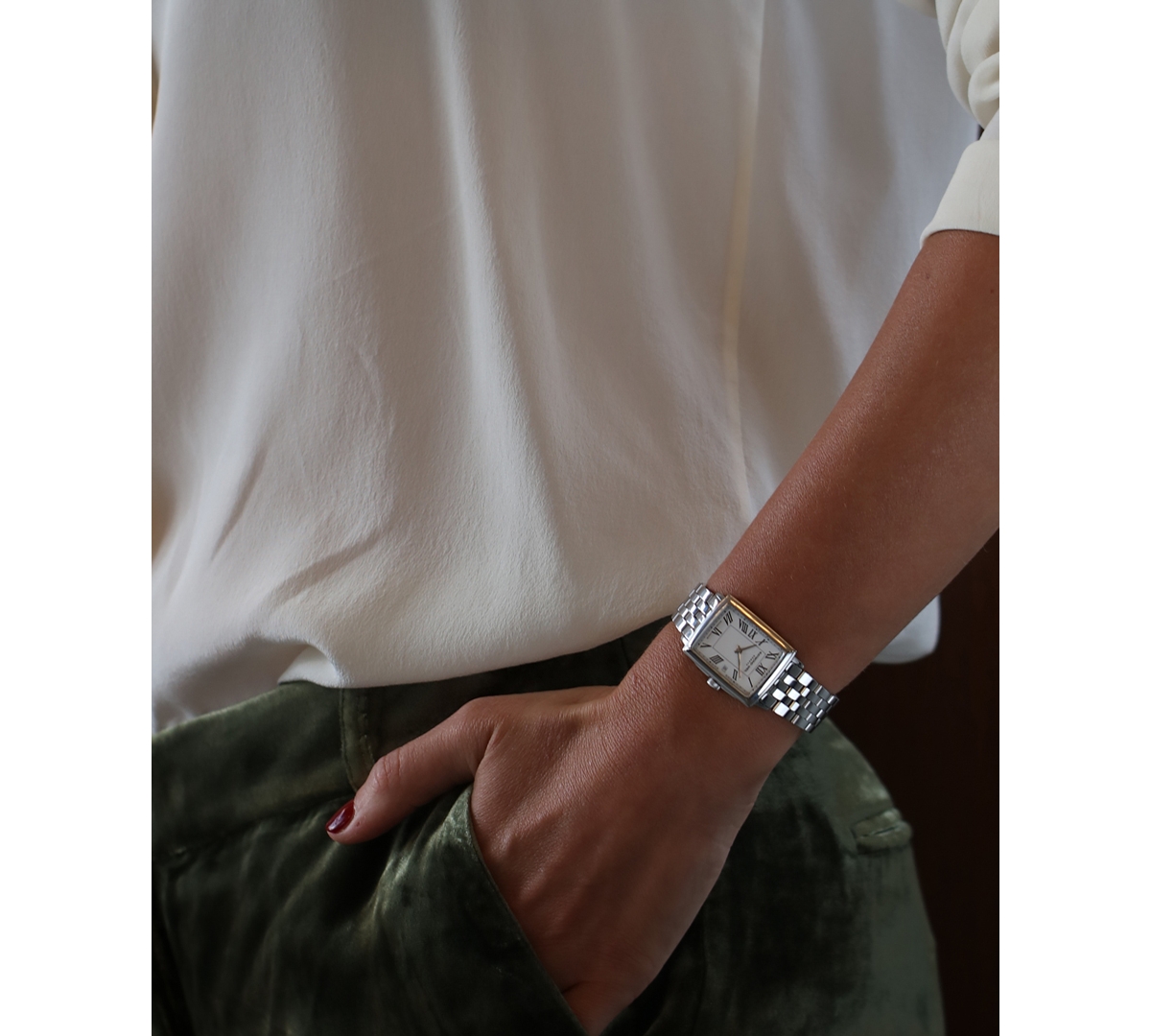 Raymond Weil Women's Swiss Toccata Stainless Steel Bracelet Watch 22.6x28.1mm In White