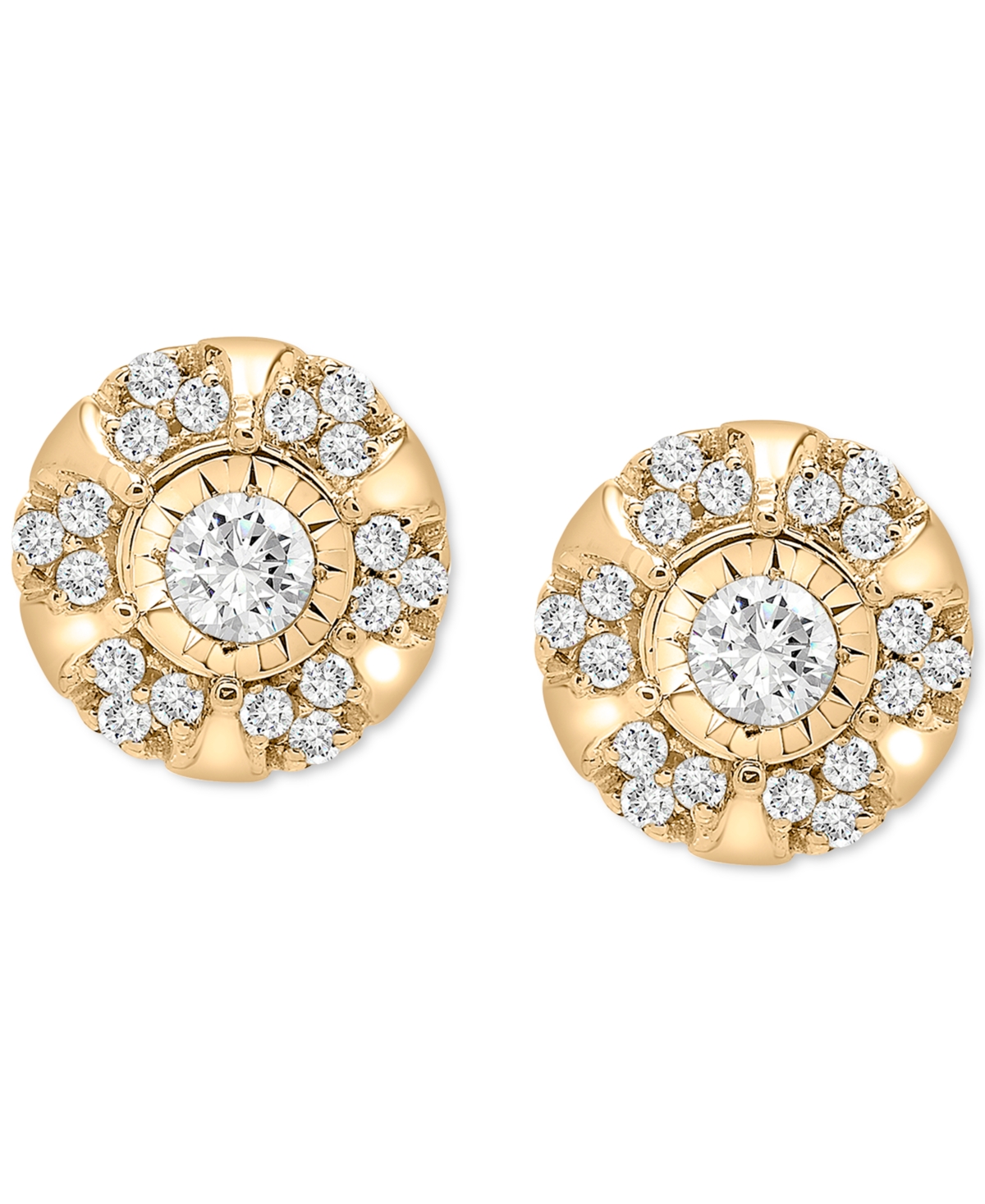Diamond Halo Stud Earrings (1/4 ct. t.w.) in 10k White orGold - Yellow