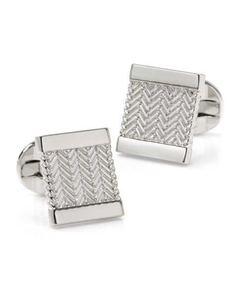 Мужские запонки Ox & Bull Trading Co. Silver Herringbone Cufflinks