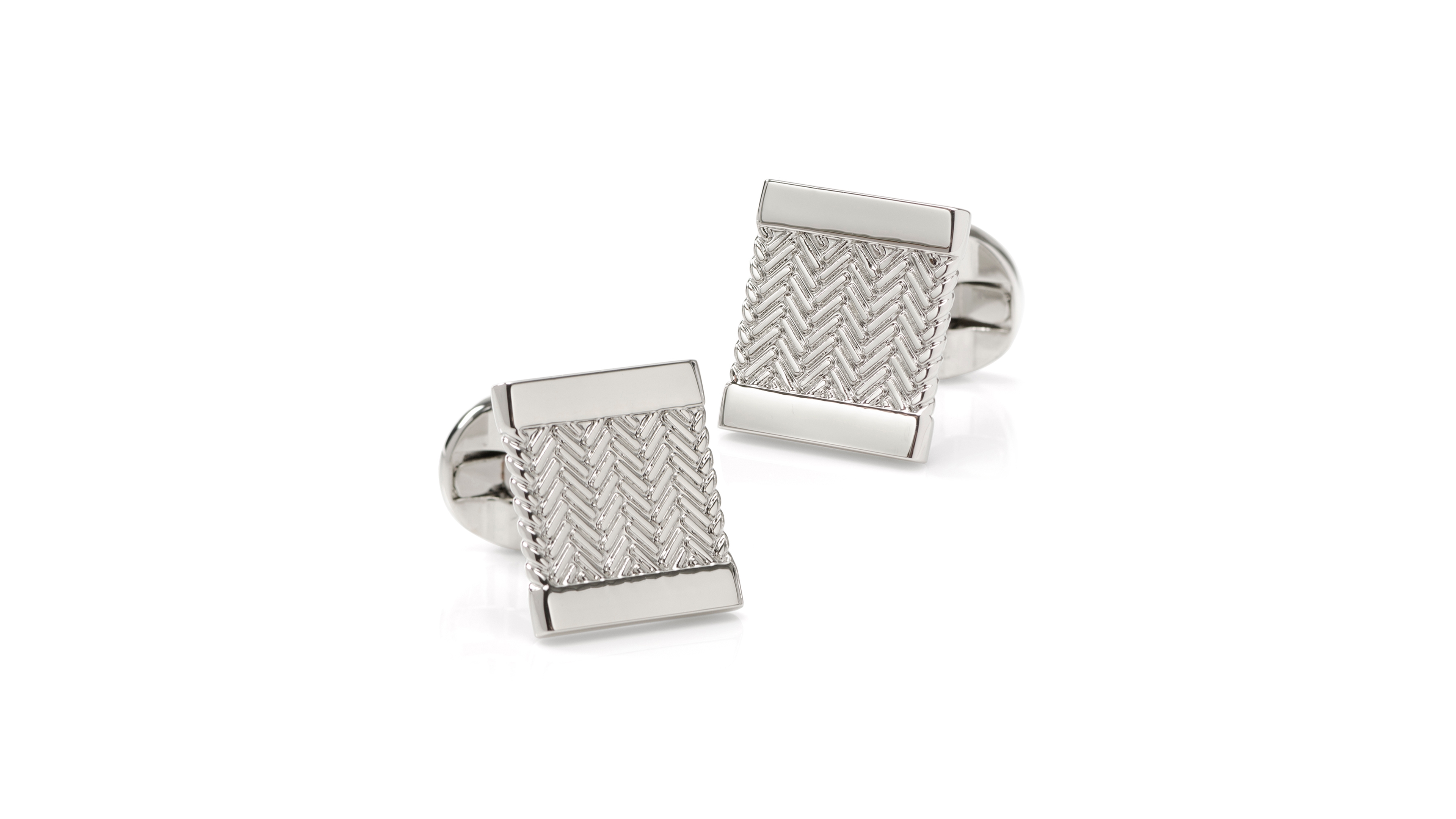 Ox & Bull Trading Co. Men's Silver Herringbone Cufflinks