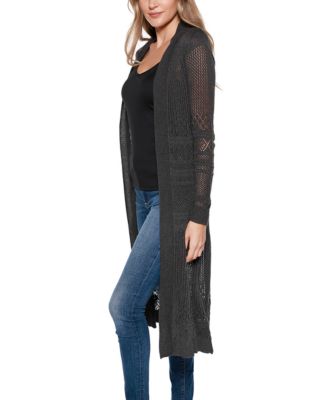 Pointelle-Stitch Duster Cardigan Sweater