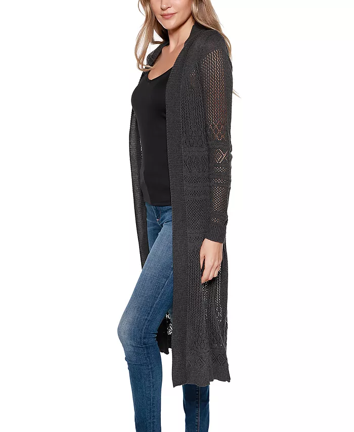 Pointelle-Stitch Duster Cardigan Sweater - thumbnail 4