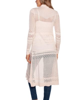 Pointelle-Stitch Duster Cardigan Sweater