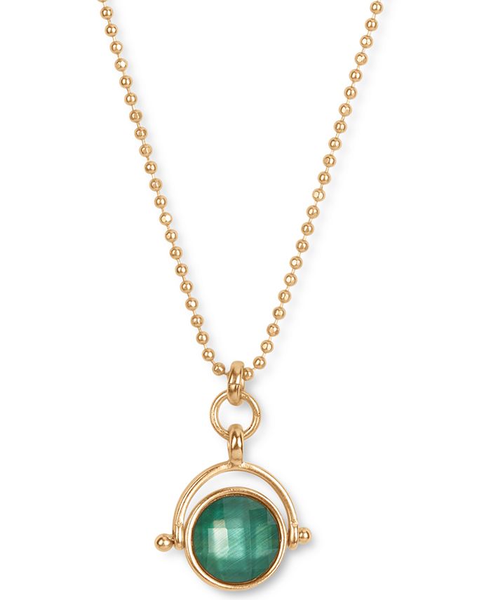 Lucky Brand GoldTone Double Stone Flip Pendant Necklace, 17" + 2