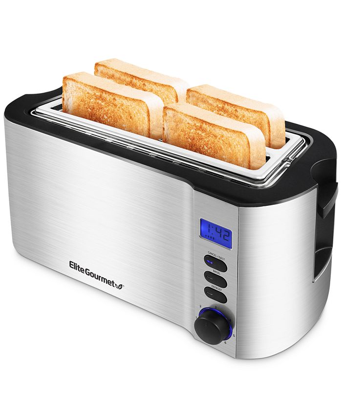 Elite Gourmet - 4-Slice Digital Long-Slot Toaster