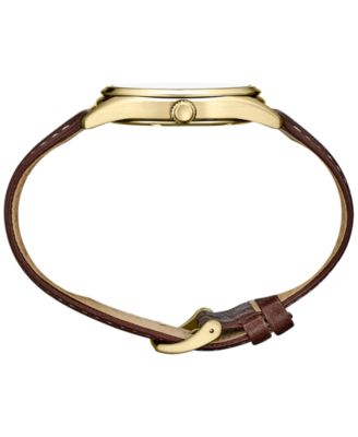 Men's Essentials Brown Leather Strap Watch 40mm