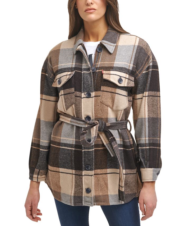 Levi's Belted Plaid Shirt Jacket & Reviews - Jackets & Blazers - Women -  Macy's