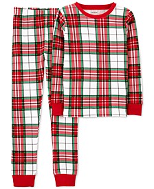 Little Boys or Girls Plaid-Print Cotton Pajamas