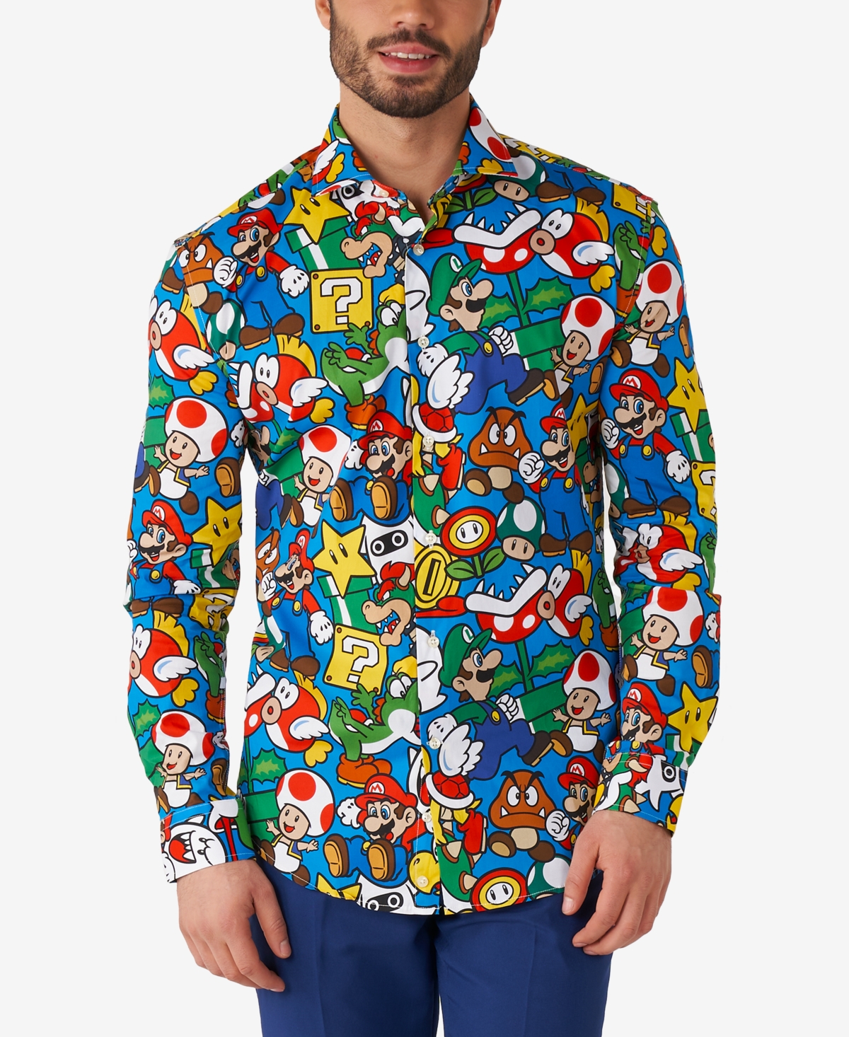 Men's Super Mario Licensed Nintendo Dress Shirt - Assorted