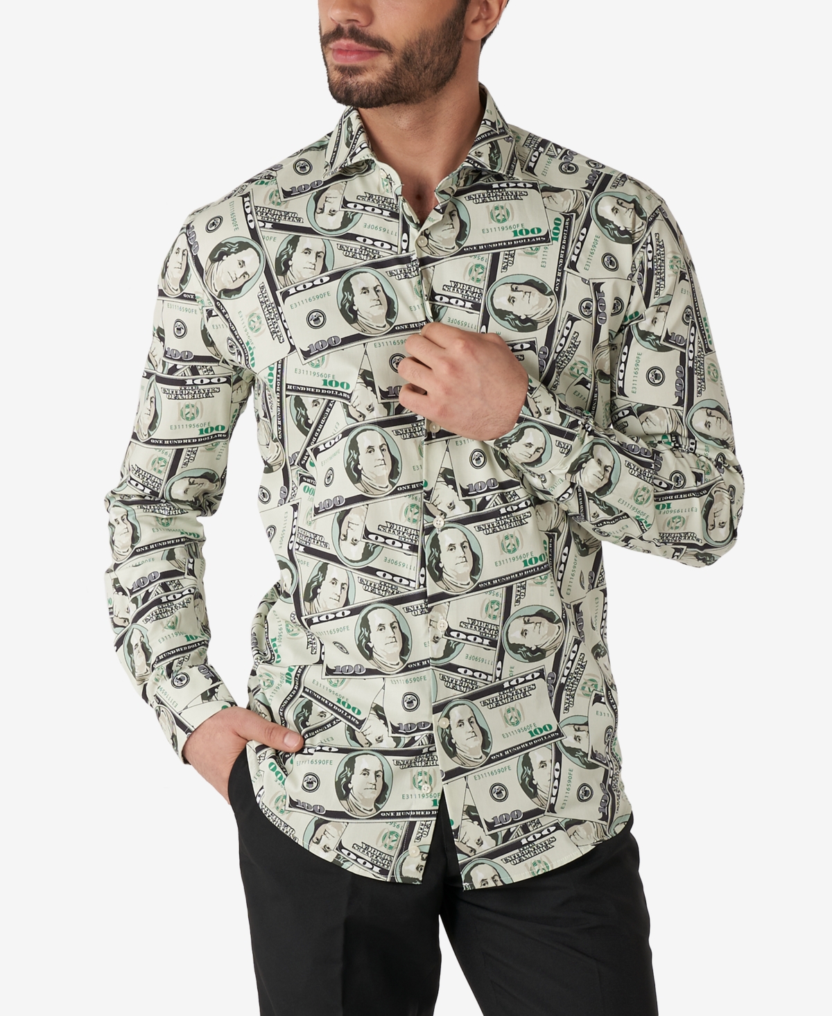 Men's Slim Fit Opposuits Cashanova Money Print Dress Shirt - Assorted
