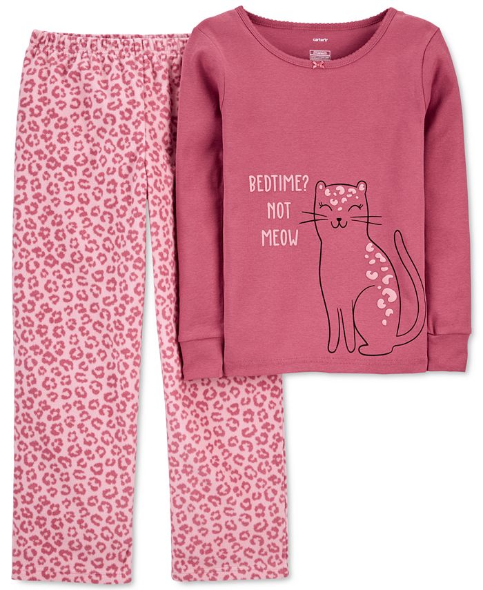Carter s Little Girls 2 Pc. Snug Fit Cat Top Spotted Fleece