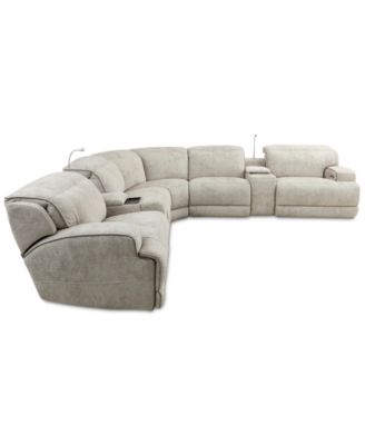 Sebaston 7-Pc. Fabric Sectional with 2 Power Motion Recliners and 2 USB Consoles, Created for Macy's